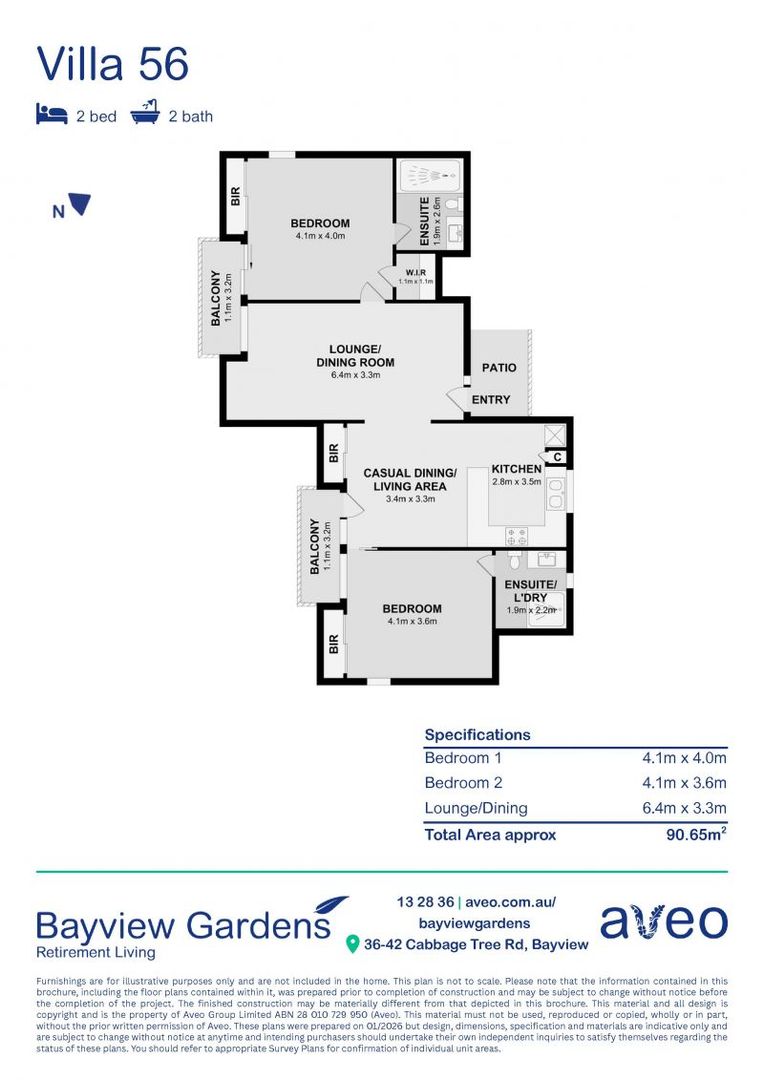 Two-bedroom unit with light & bright interiors