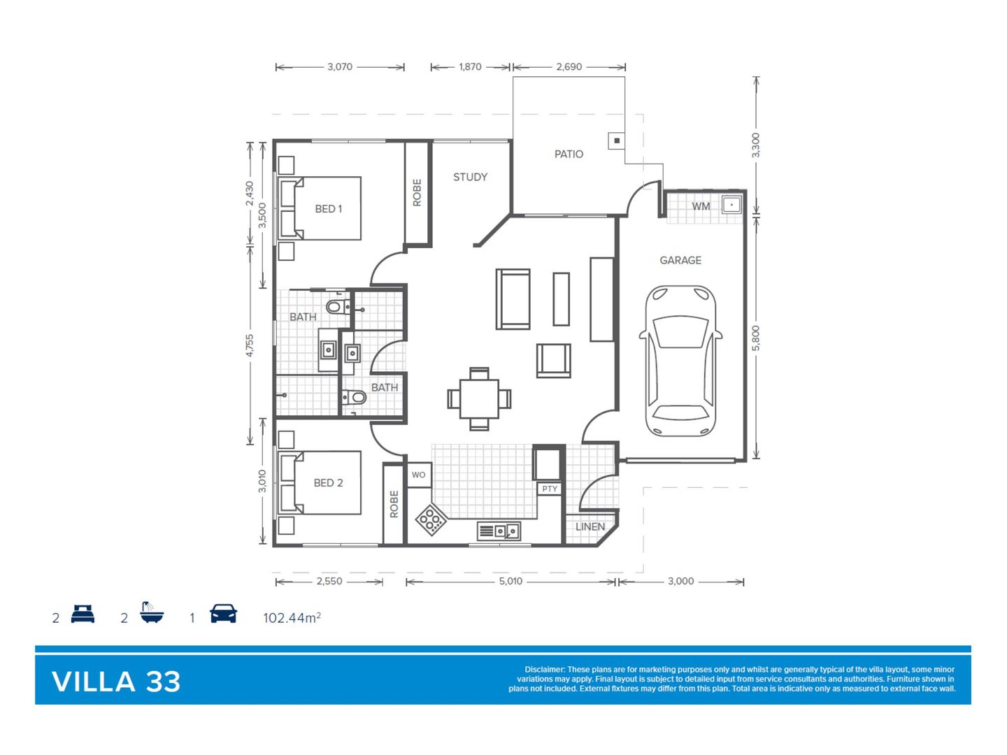 *REGISTER YOUR INTEREST* - Villa 33 | 2 bed + 2 bath + study - Oak Tree Retirement Village Cairns