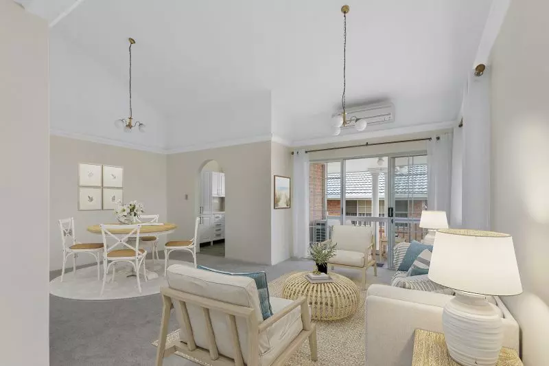 Immaculately presented upper level unit with leafy garden views