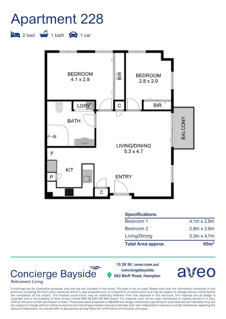 Spacious and bright two-bedroom apartment