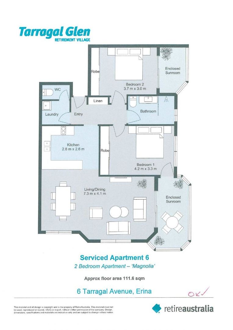 Beautiful 2-bedroom ground floor serviced apartment with 2 enclosed balconies. Perfect if you need that extra space.