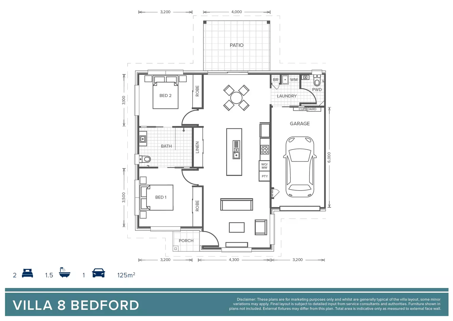 Villa 8 - Oak Tree Darling Heights - 2 Bedroom + 1 Bathroom + Powder 