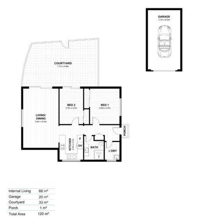 Modern, Spacious Living with Large Sunny Courtyard and Single Garage