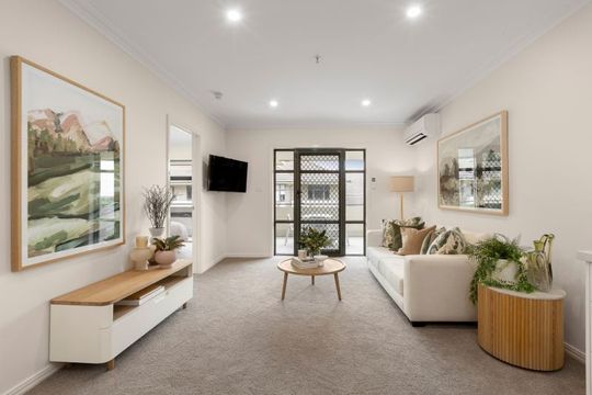 Courtyard-facing apartment on level 3 with serene views
