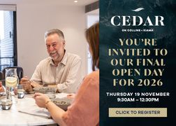 You're invited to Cedar on Collins' Final Open Day for 2026 on Thursday 19 November