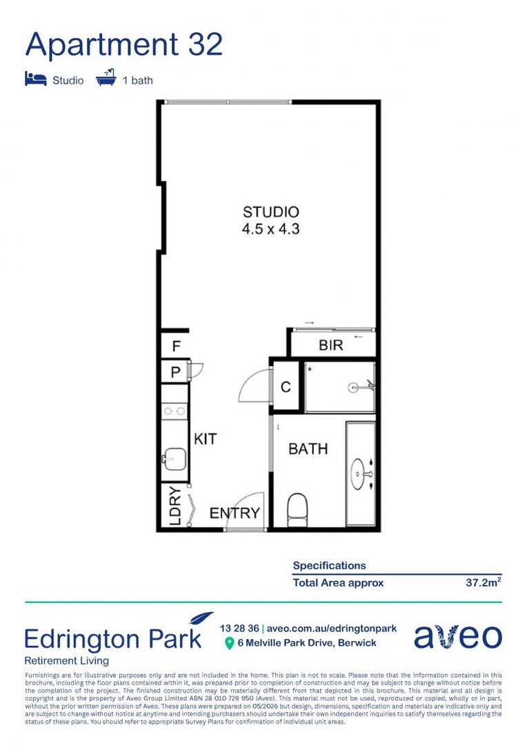 Independent studio apartment with new kitchen