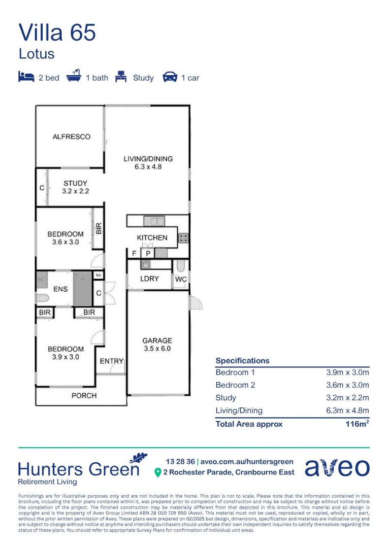 Discover serene living in modern 2 Bed + Study villa