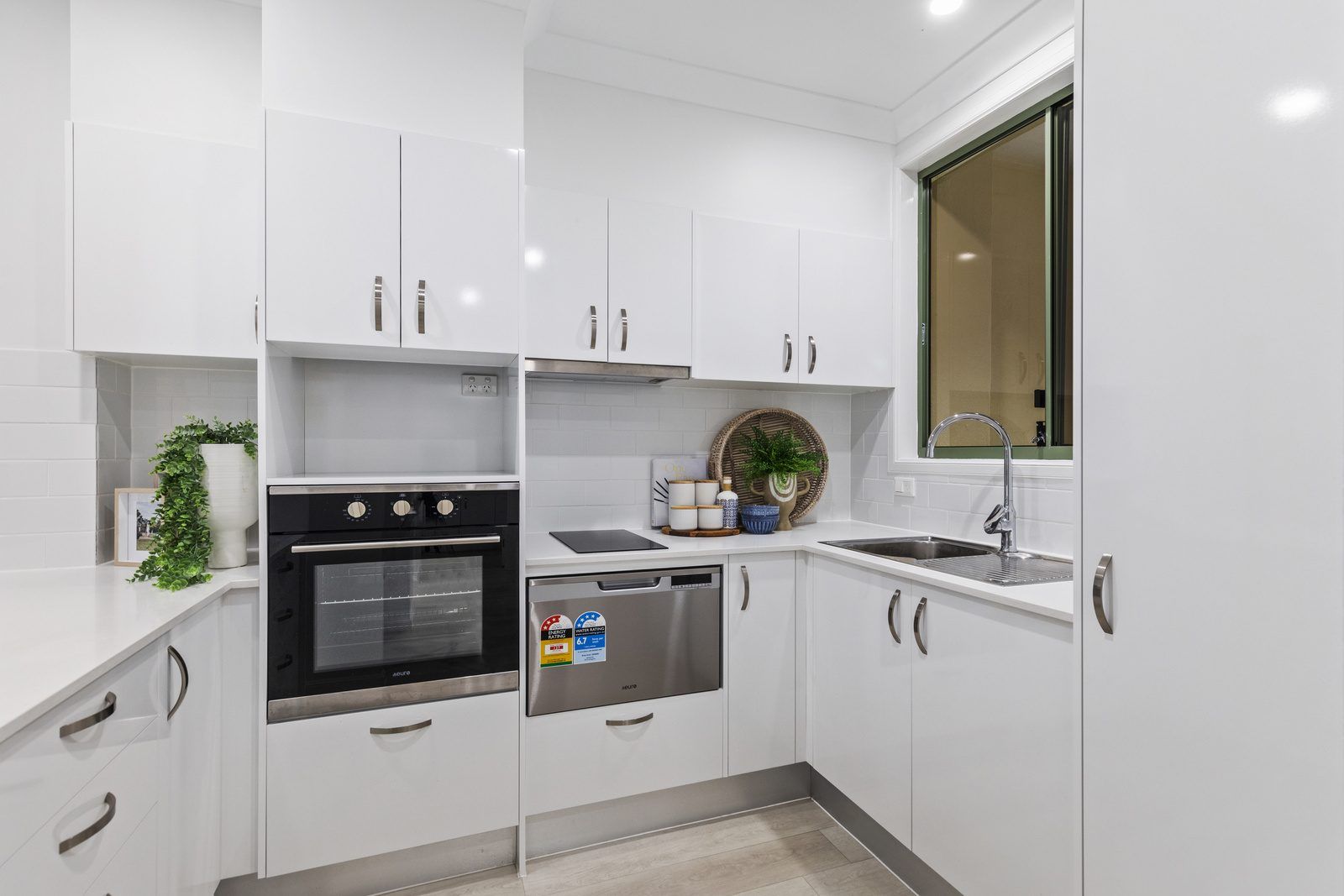 Modern one-bedroom apartment with large balcony.