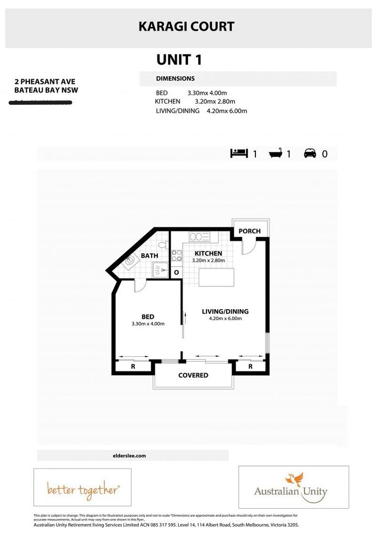 Over 55's Ground Floor, One Bedroom Unit!