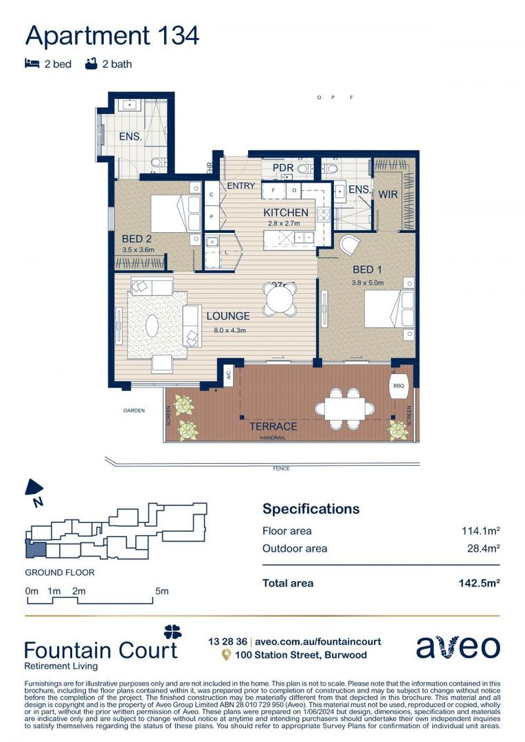 Stylish ground floor two-bedroom apartment