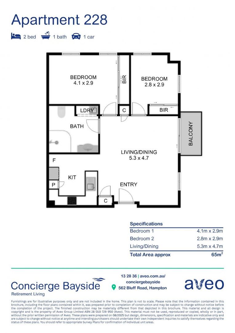 Spacious and bright two-bedroom apartment