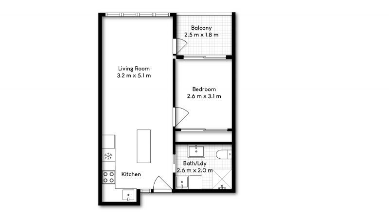 Modern one-bedroom apartment