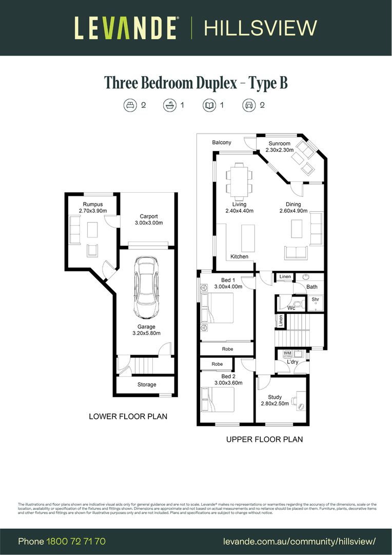 Three Bedroom + Study | Duplex 208