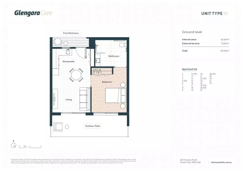 A ground-floor apartment featuring large terrace for easy access for visitors and parking.