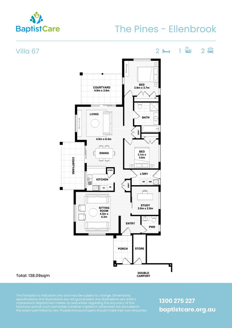 Light-filled corner home with garden views & north-facing courtyard