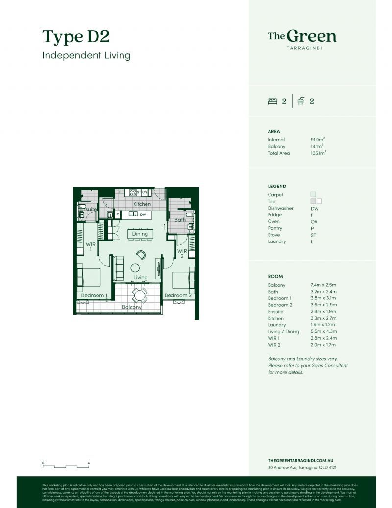 Premium apartment with tree lined outlook