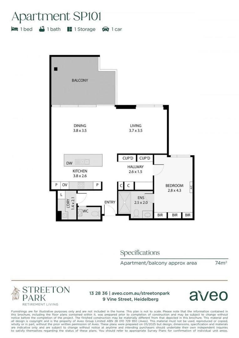 Spacious first-floor 1-bedroom with separate study area