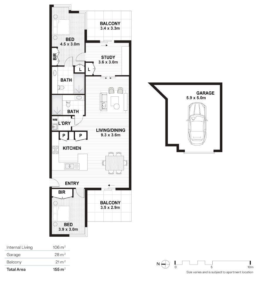 Sophisticated Living with Study and Dual Balconies