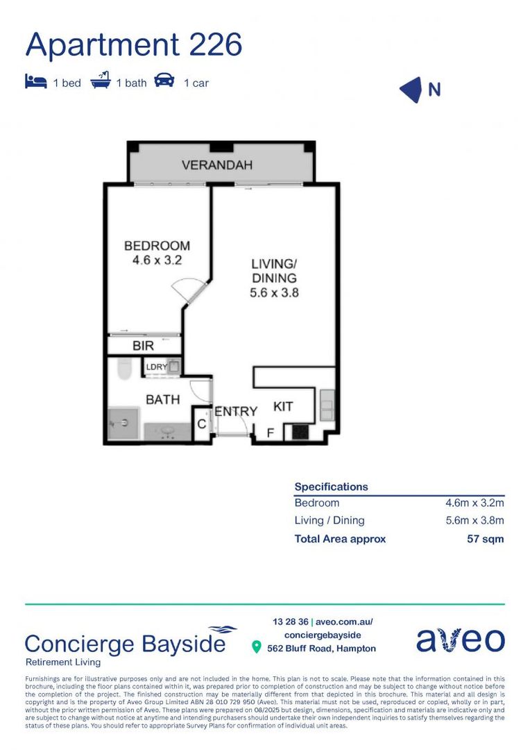 One-bedroom apartment with a large double balcony