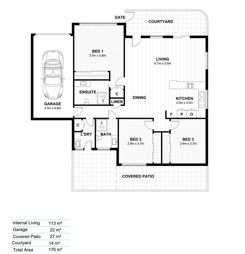 Expansive Three-Bedroom Home with Courtyard and Patio