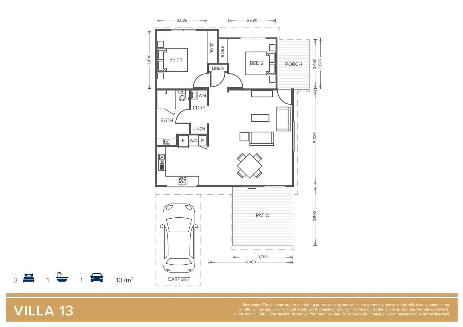 Villa 13 - 2 Bedroom 1 Bathroom 