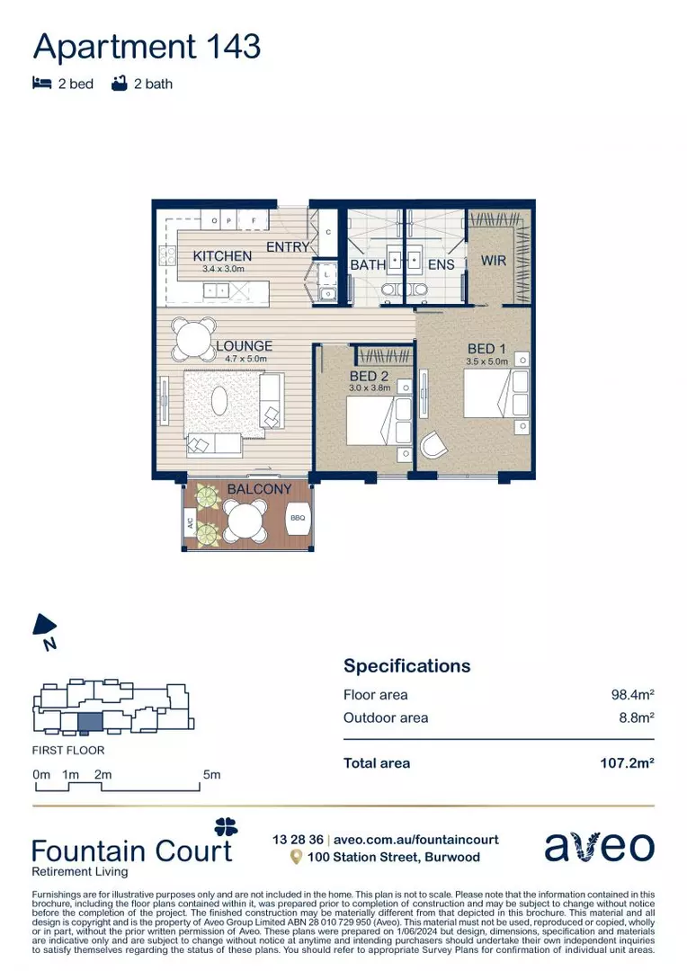 First-floor 2-bedroom apartment