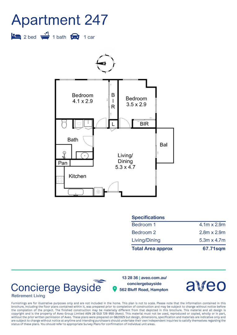 Spacious and bright two-bedroom apartment