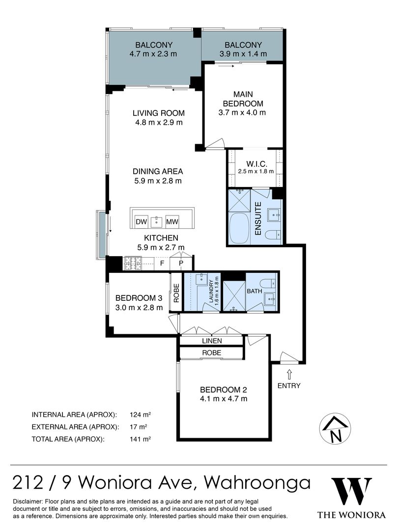 Elevated North-Facing 3 bedroom 2 Bathroom Apartment at The Woniora
