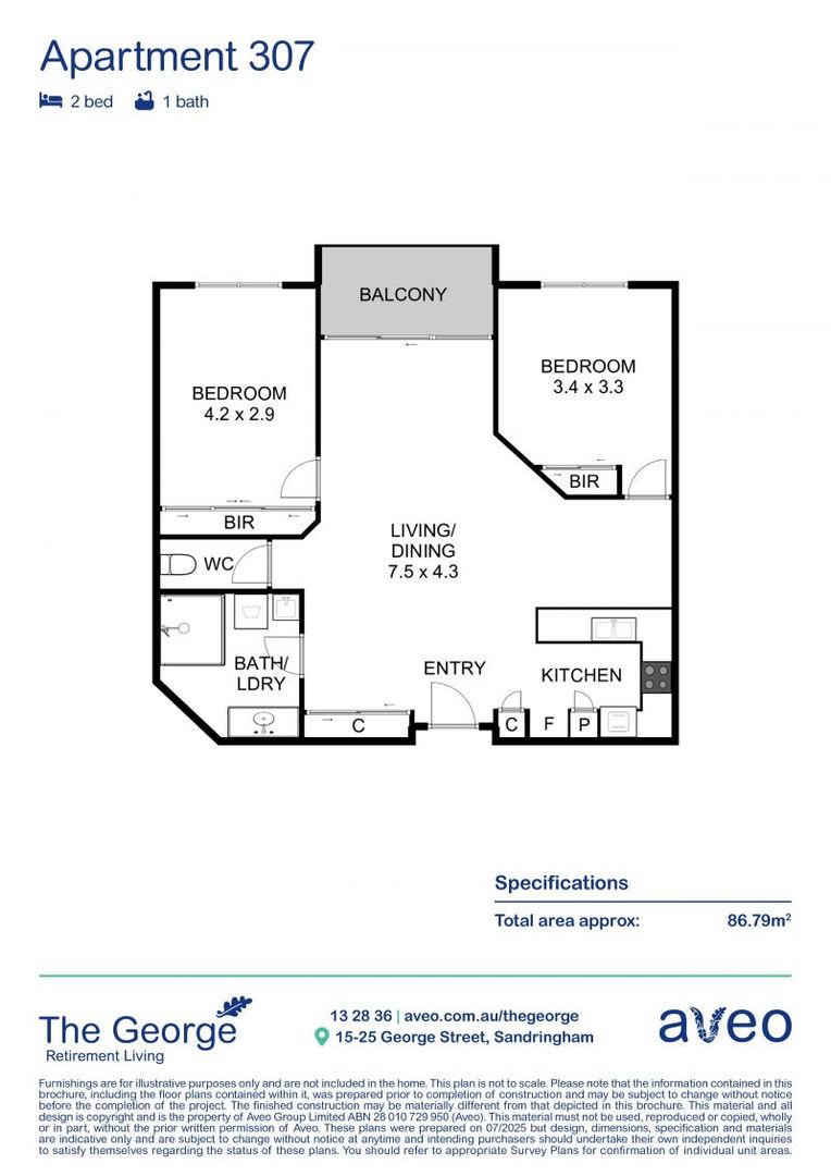 Light, bright & spacious two-bedroom apartment
