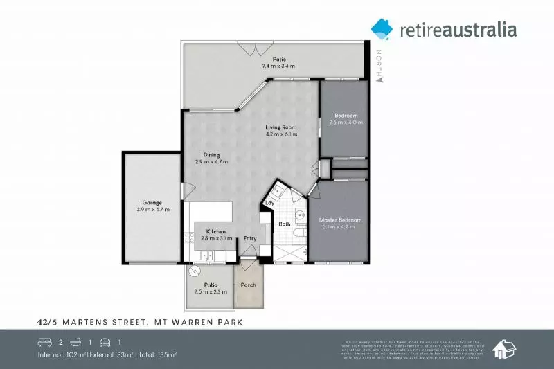 Beautiful two-bedroom, one bathroom villa with enclosed rear entertaining area.