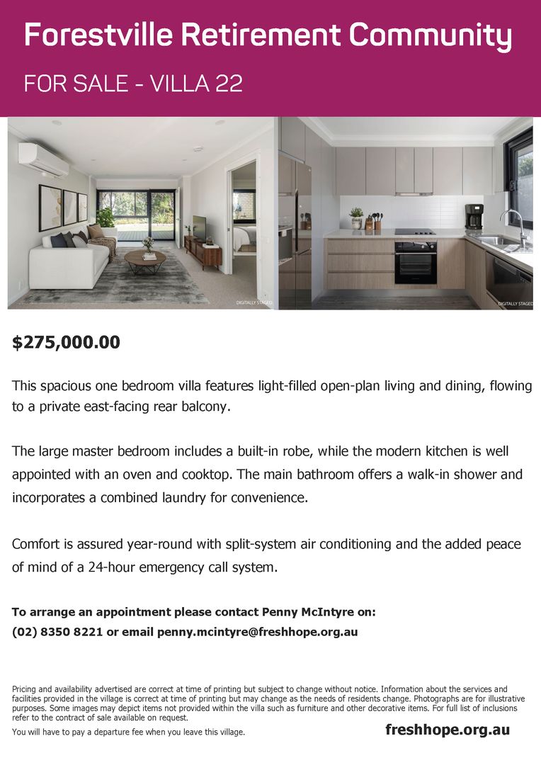 One Bedroom Villa - For Sale $575,000