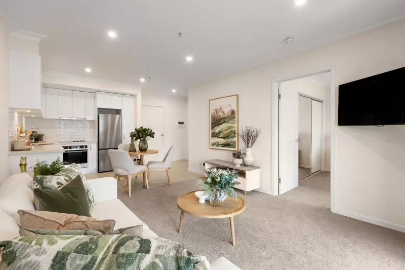 Courtyard-facing apartment on level 3 with serene views