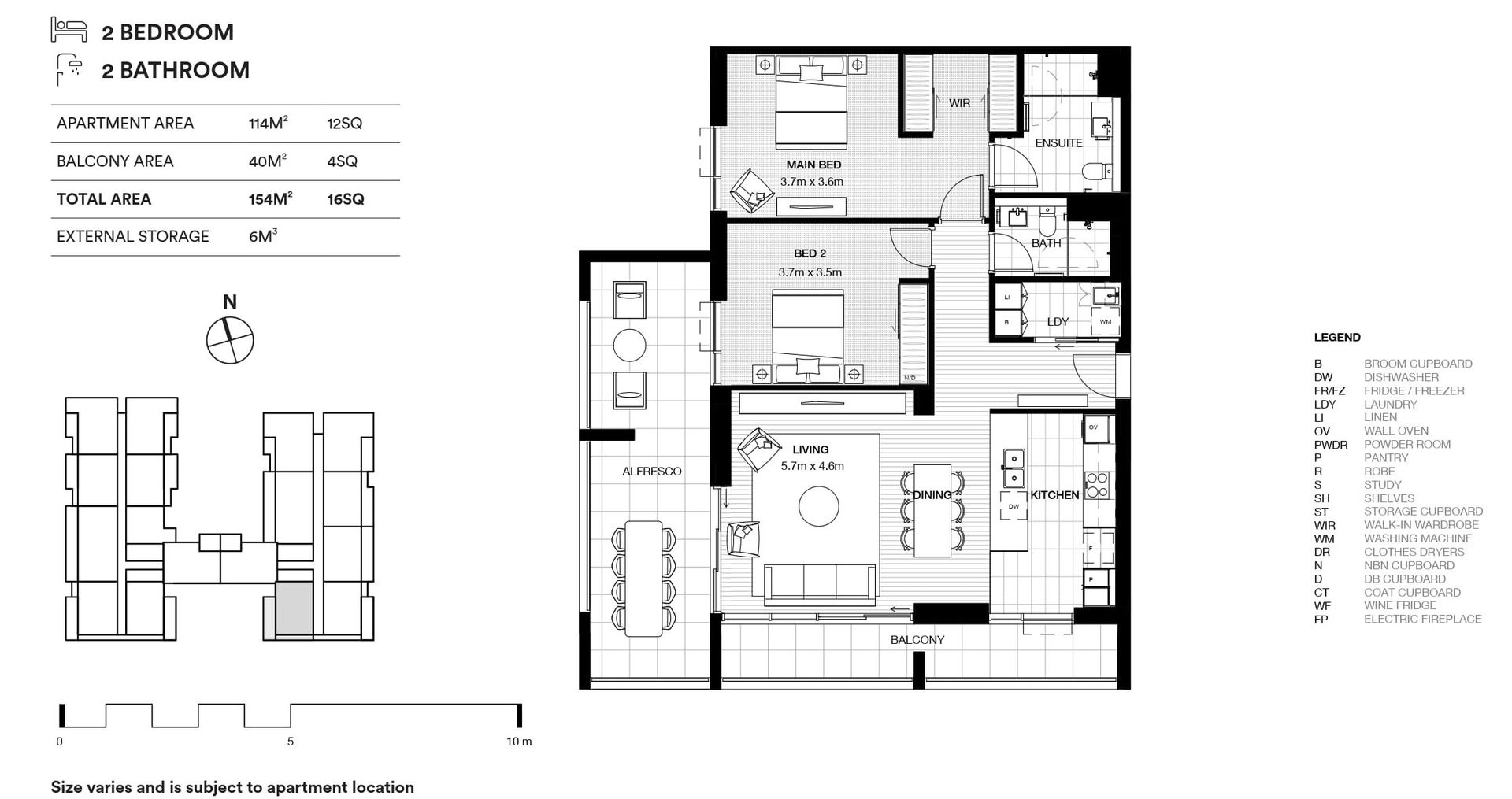 Delivering a sophisticated blend of space, style and convenience, this oversized two-bedroom apartment