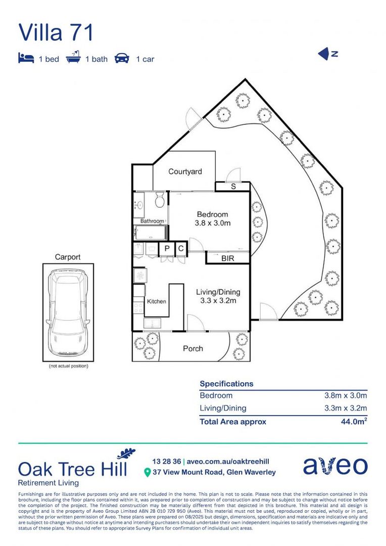 West-facing 1-bedroom villa