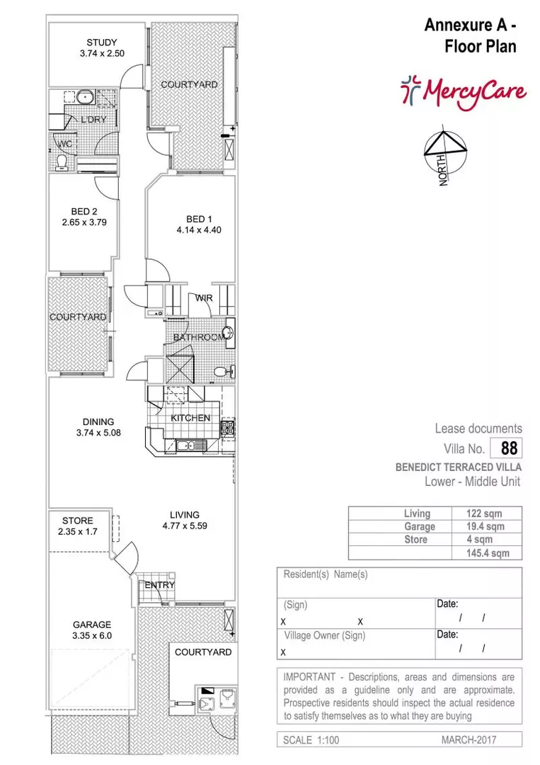 Light Filled North Facing Courtyard Villa