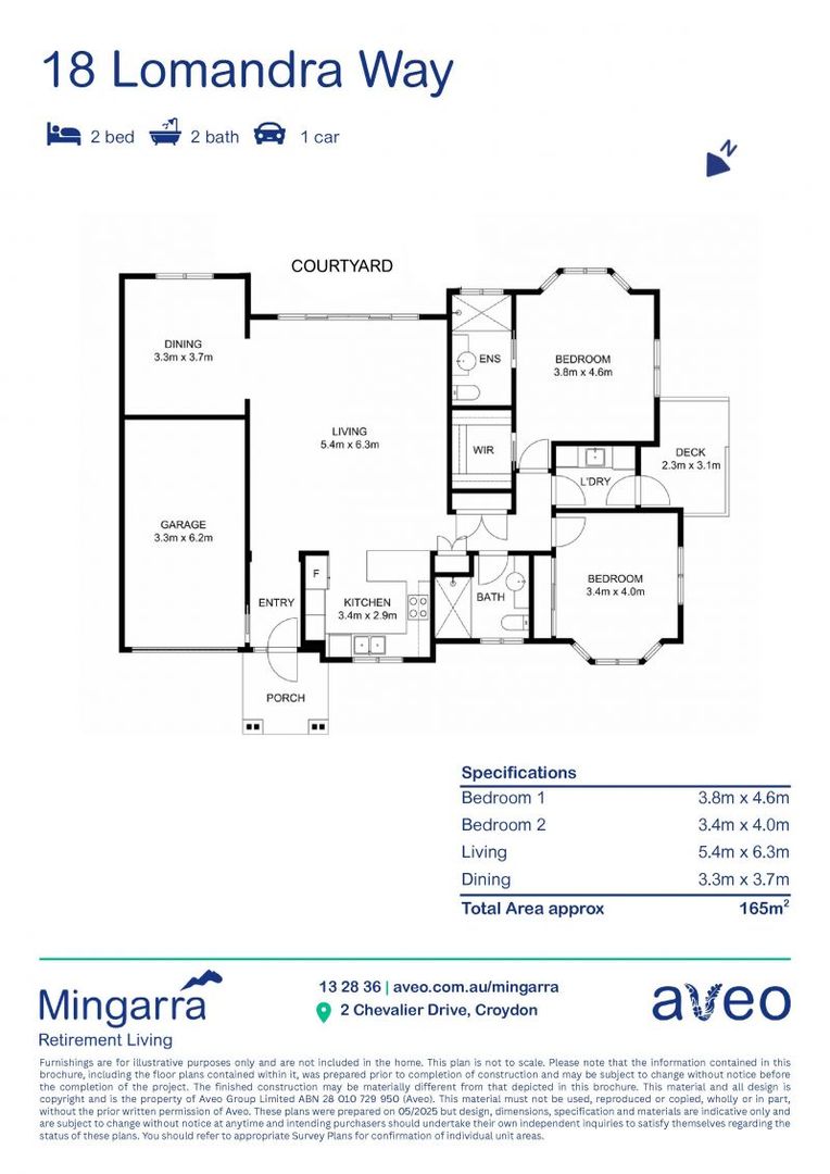 Modern 2-bedroom villa with private courtyard