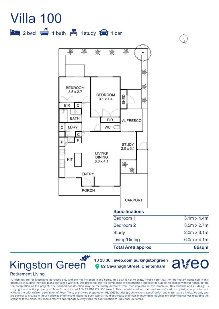 Two-bedroom villa with private entertaining area