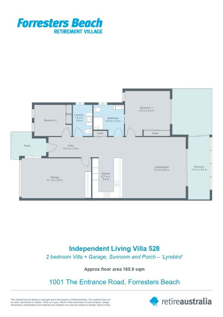 2 bedroom villa with enclosed sunroom