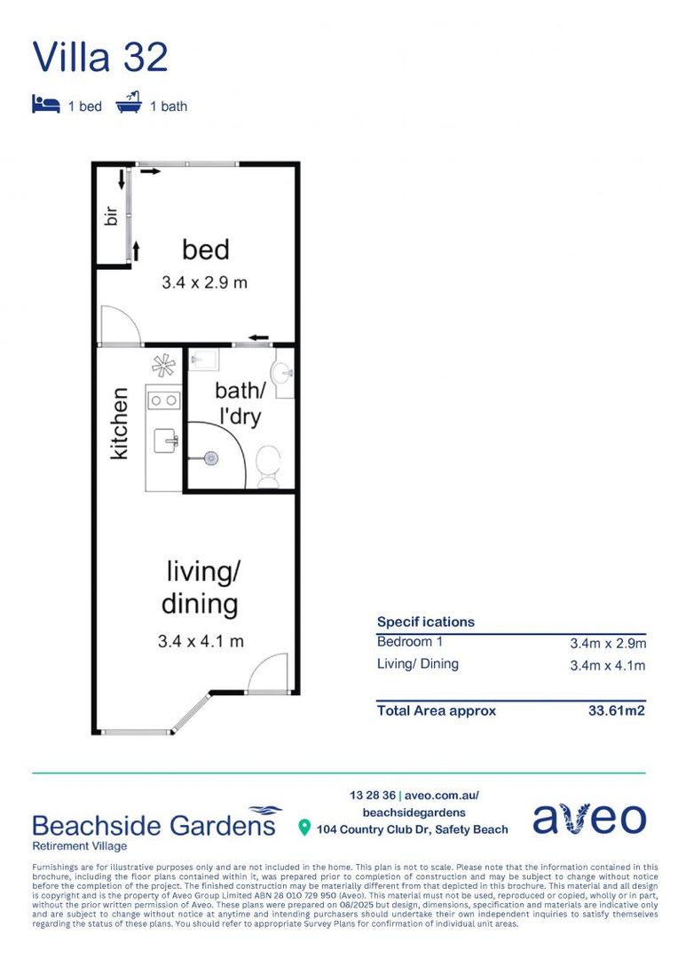 One-bedroom with private courtyard + bushland outlook