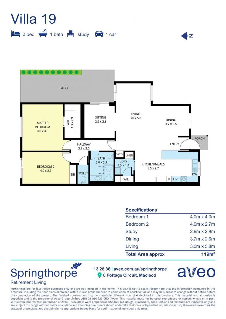 Enjoy park views and privacy in this 2-bedroom villa