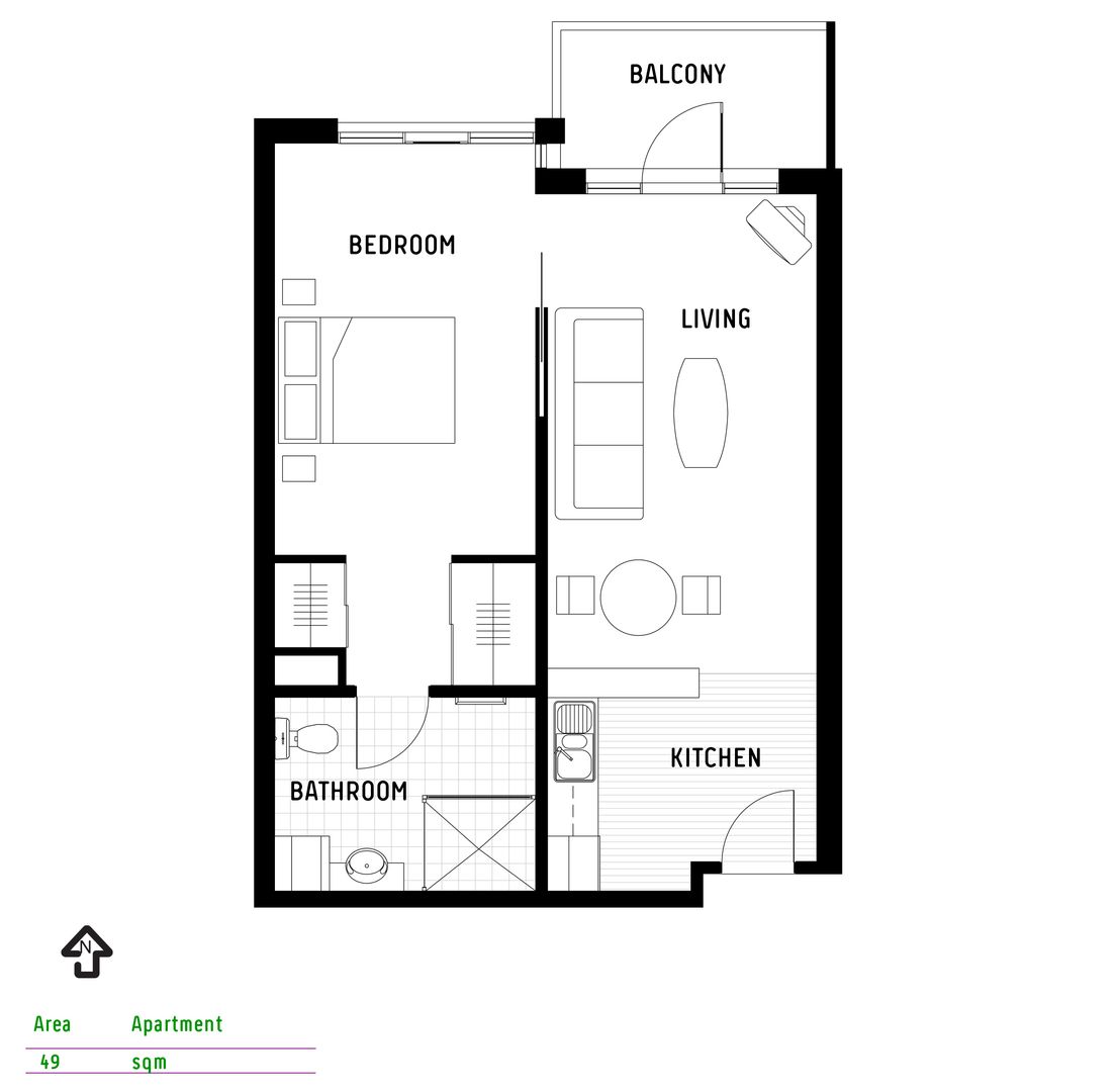 North-Facing, Refreshed Apartment with Balcony