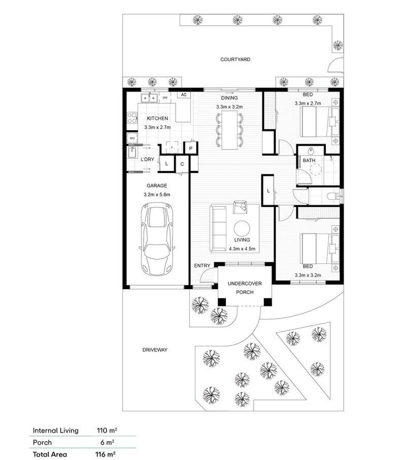 Beautifully Refreshed Retreat in a Peaceful Court Setting